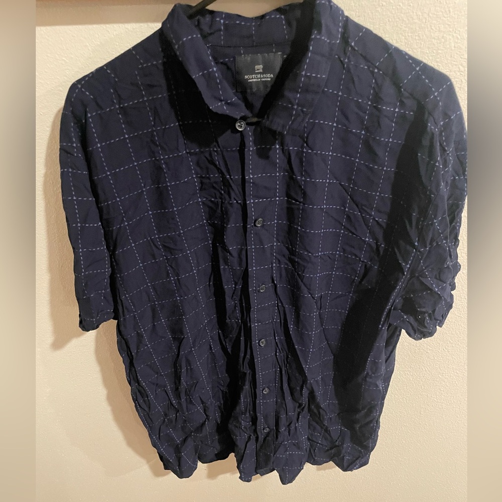 Scotch & Soda‎ Dark Blue Casual Button Down Men's Shirt Size XXL
